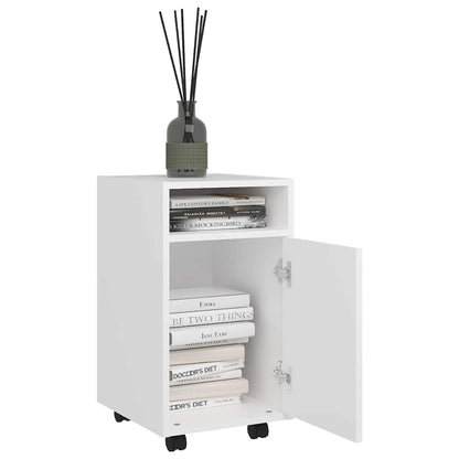 Credenza con Ruote Bianca 33x38x60 cm in Legno Multistrato