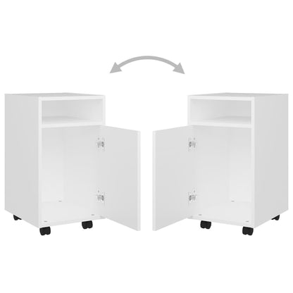 Credenza con Ruote Bianca 33x38x60 cm in Legno Multistrato