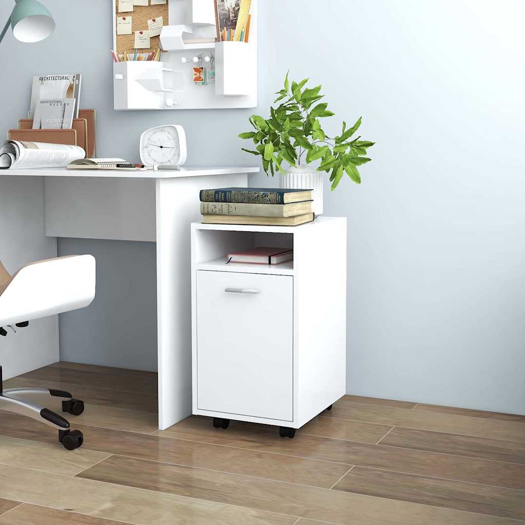 Credenza con Ruote Bianca 33x38x60 cm in Legno Multistrato