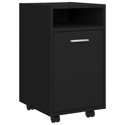 Credenza con Ruote Nera 33x38x60 cm in Legno Multistrato