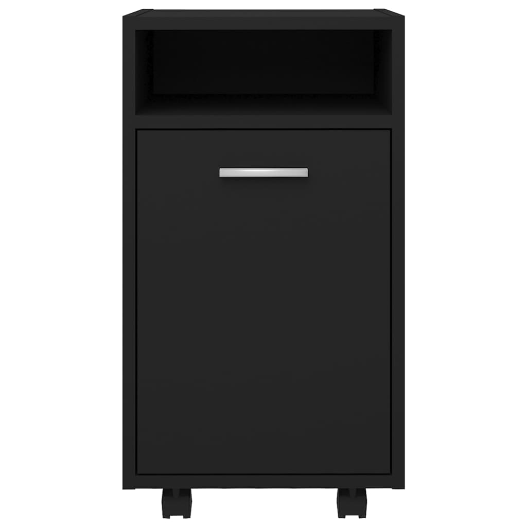 Credenza con Ruote Nera 33x38x60 cm in Legno Multistrato