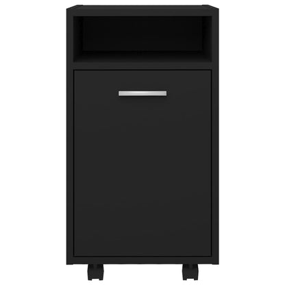 Credenza con Ruote Nera 33x38x60 cm in Legno Multistrato