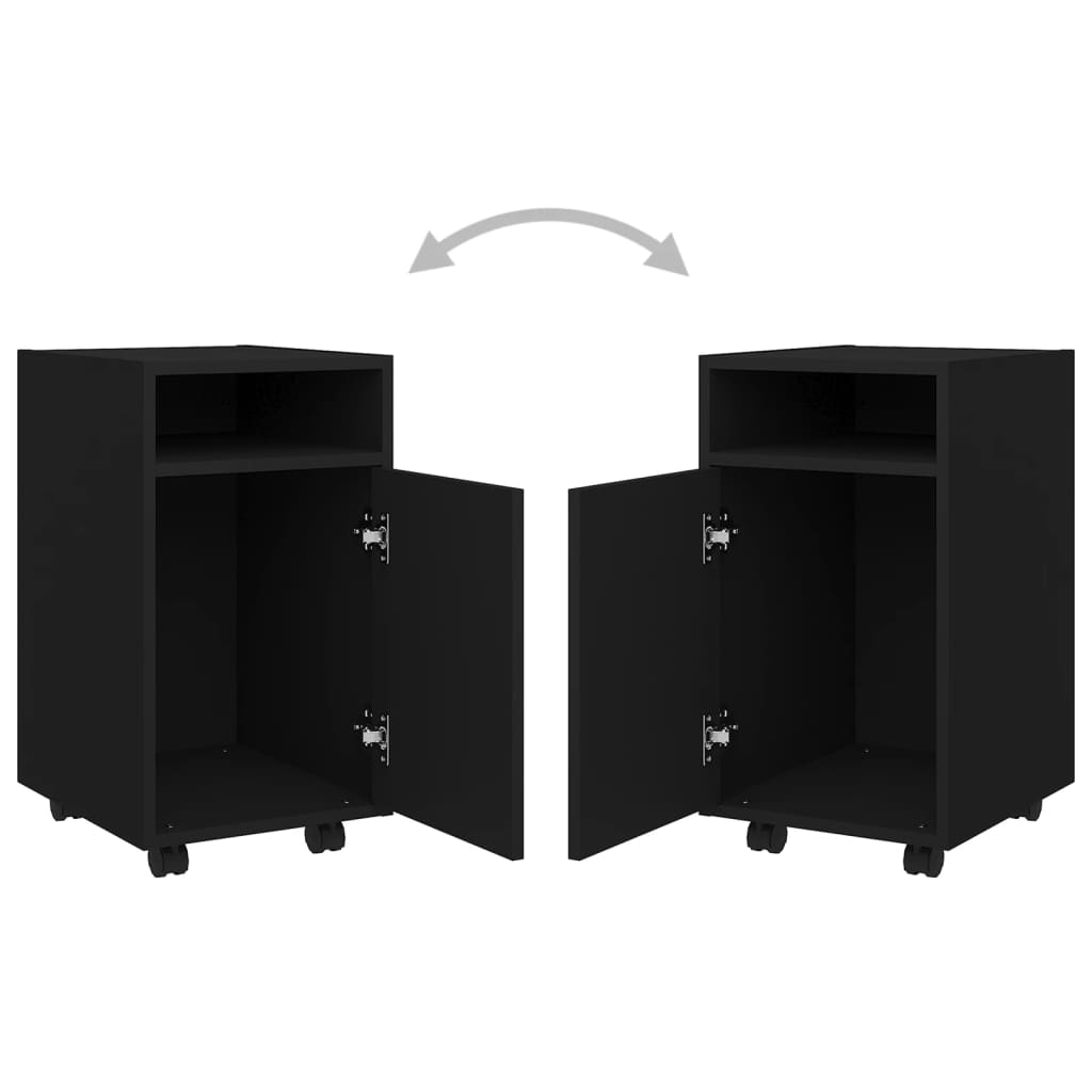 Credenza con Ruote Nera 33x38x60 cm in Legno Multistrato - homemem39