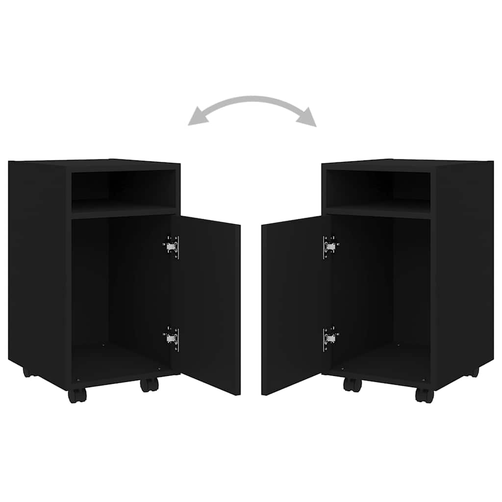 Credenza con Ruote Nera 33x38x60 cm in Legno Multistrato