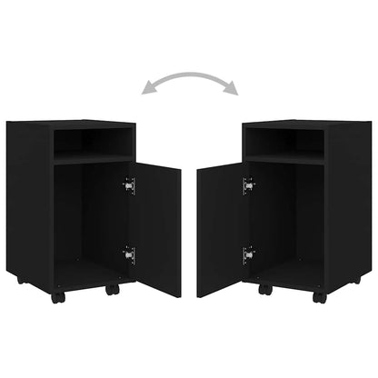Credenza con Ruote Nera 33x38x60 cm in Legno Multistrato