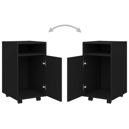 Credenza con Ruote Nera 33x38x60 cm in Legno Multistrato