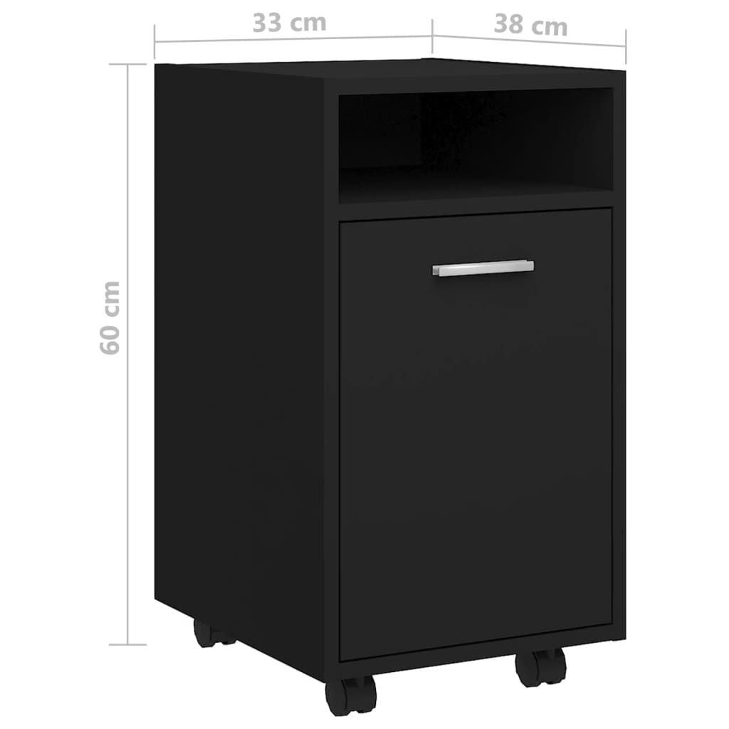 Credenza con Ruote Nera 33x38x60 cm in Legno Multistrato - homemem39