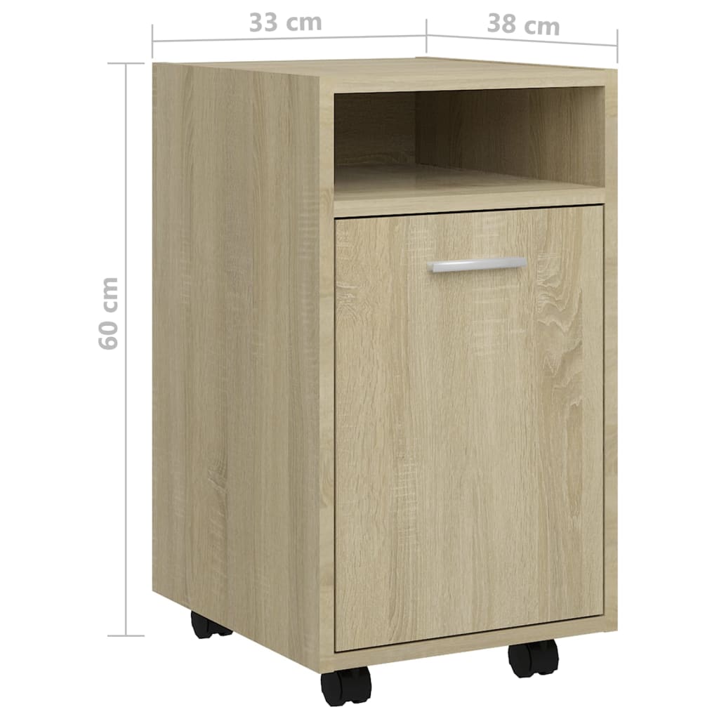 Credenza con Ruote Rovere Sonoma 33x38x60 cm Legno Multistrato - homemem39