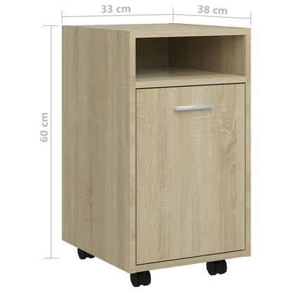 Credenza con Ruote Rovere Sonoma 33x38x60 cm Legno Multistrato