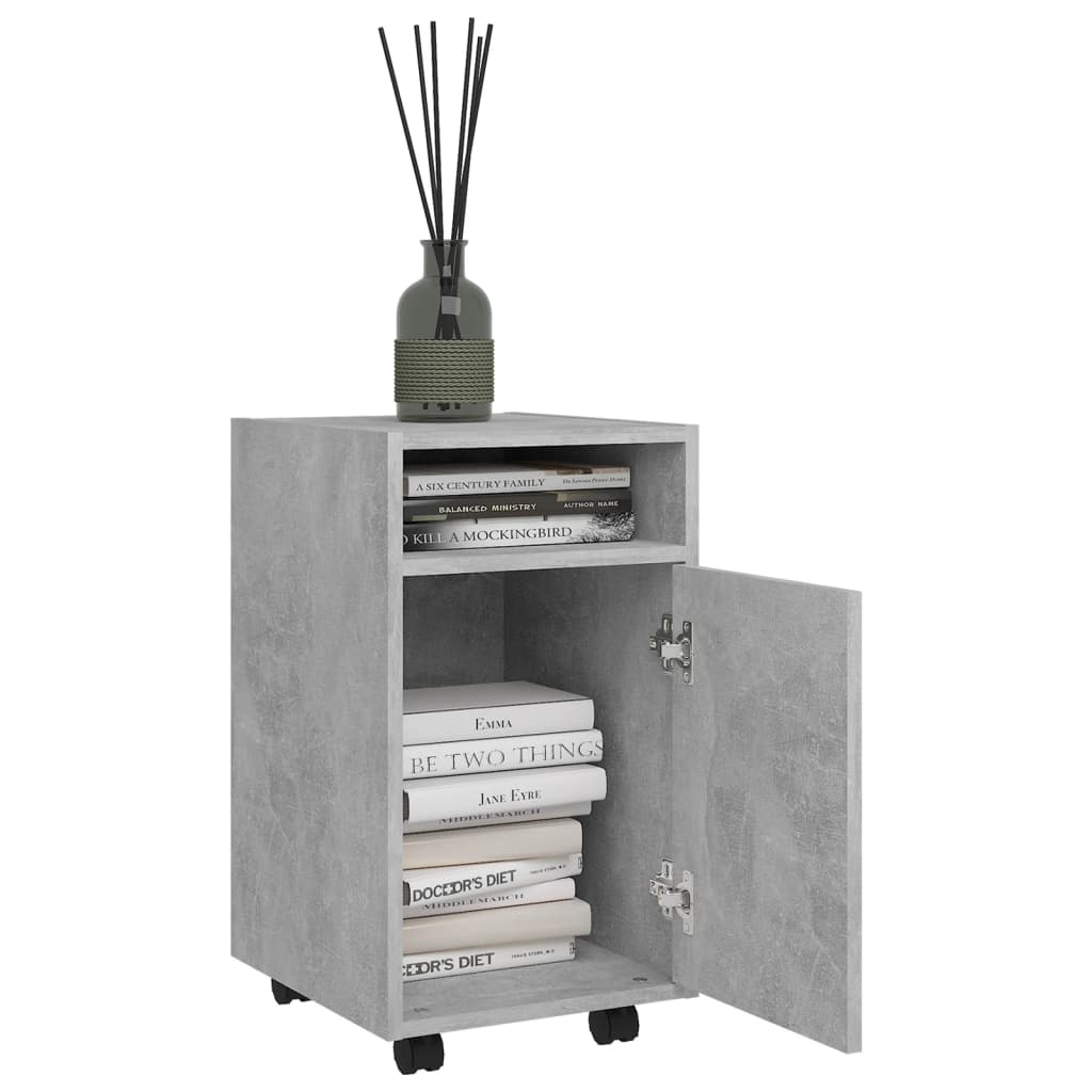 Credenza con Ruote Grigio Cemento 33x38x60 cm Legno Multistrato - homemem39