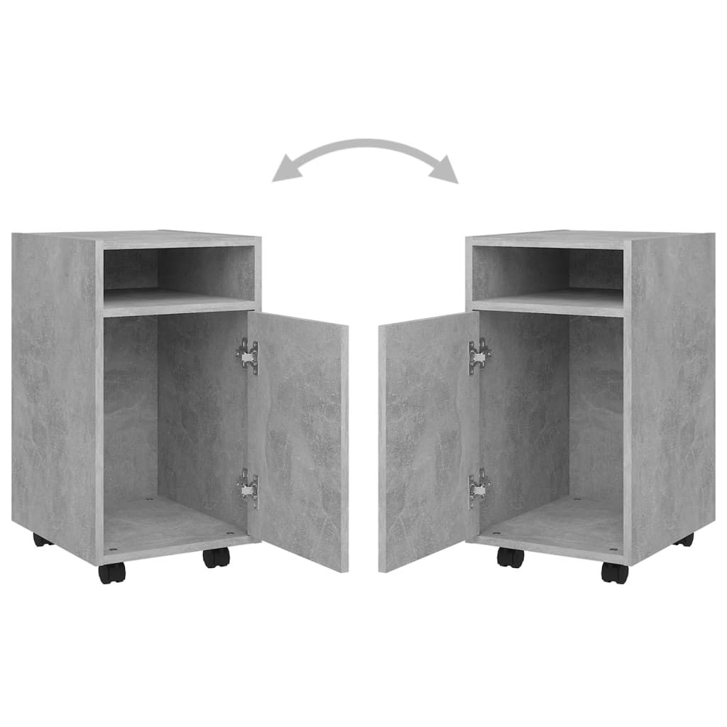 Credenza con Ruote Grigio Cemento 33x38x60 cm Legno Multistrato - homemem39