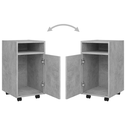 Credenza con Ruote Grigio Cemento 33x38x60 cm Legno Multistrato