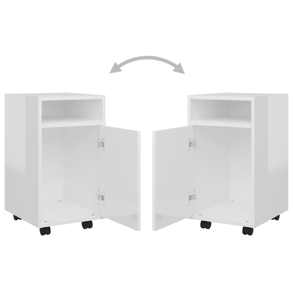 Credenza con Ruote Bianco Lucido 33x38x60 cm Legno Multistrato - homemem39