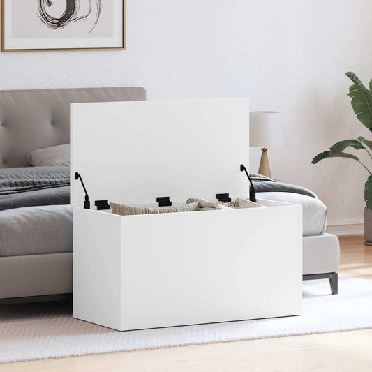 Cassapanca Bianca 84x42x46 cm in Legno Ingegnerizzato