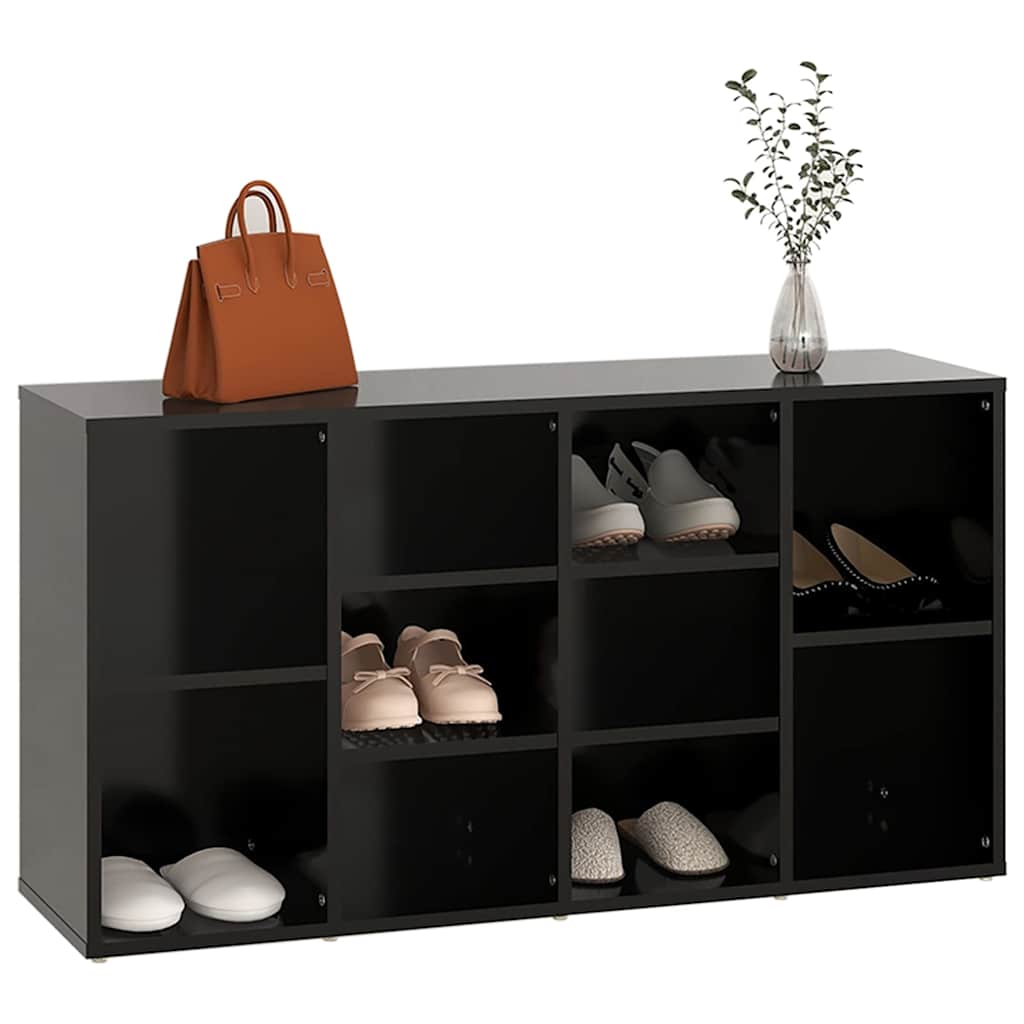 Scarpiera con Panchina Nera 103x30x55 cm Legno Multistrato