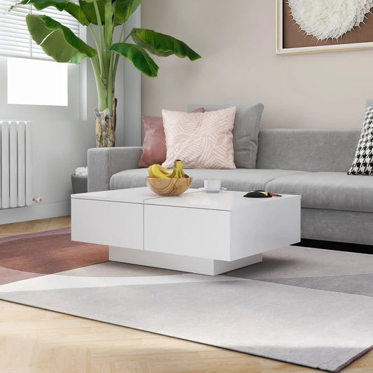 Tavolino da Salotto Bianco 90x60x31 cm in Legno Multistrato | homemem39