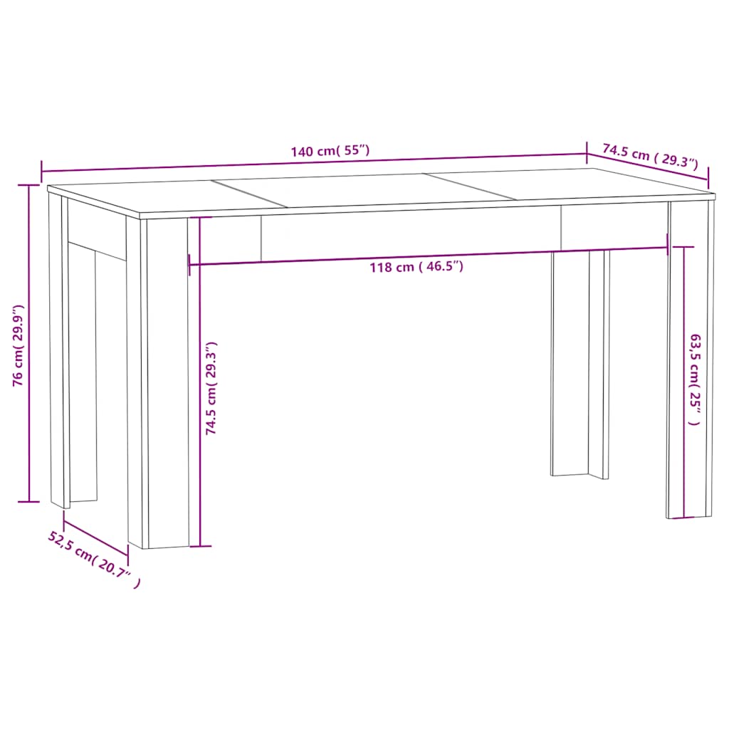 Tavolo da Pranzo Bianco 140x74,5x76 cm in Legno Multistrato | homemem39