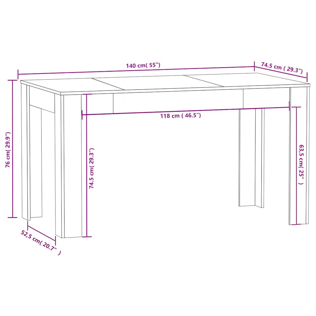 Tavolo da Pranzo Nero 140x74,5x76 cm in Legno Multistrato - homemem39
