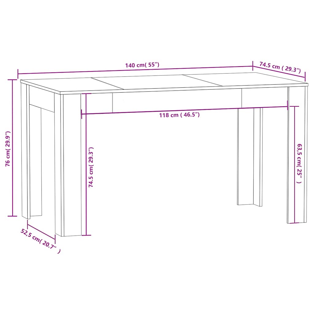 Tavolo da Pranzo Rovere Sonoma 140x74,5x76 cm Legno Multistrato | homemem39