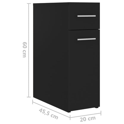 Armadietto da Farmacia Nero 20x45,5x60 cm in Legno Multistrato