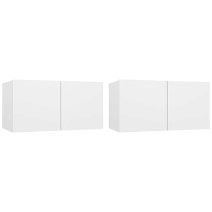Mobili Porta TV Pensili 2pz Bianchi 60x30x30 cm | homemem39