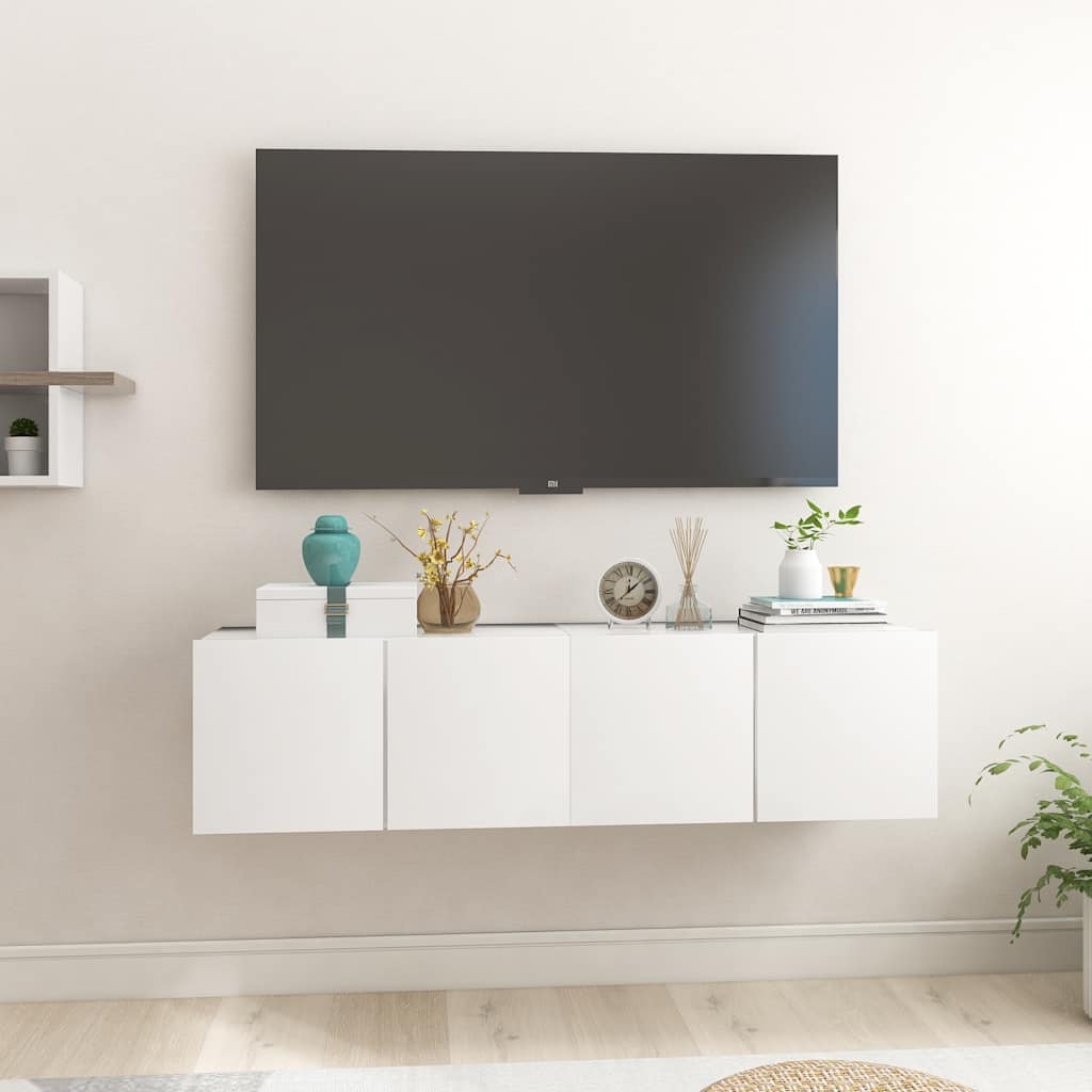 Mobili Porta TV Pensili 2pz Bianchi 60x30x30 cm | homemem39