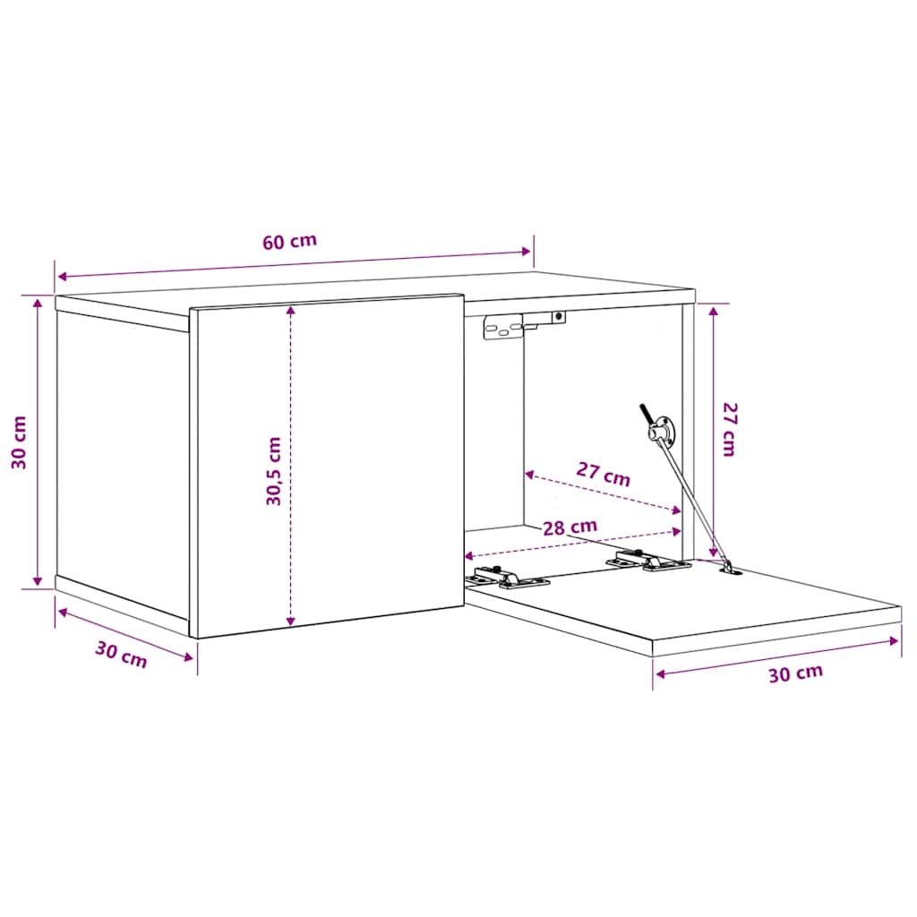 Mobile Porta TV Pensile Rovere Sonoma 60x30x30 cm | homemem39