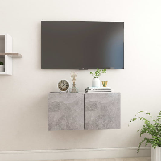 Mobile Porta TV Pensile Grigio Cemento 60x30x30 cm - homemem39