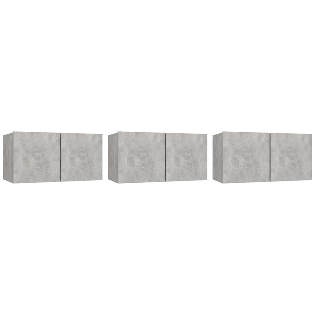 Mobili Porta TV Pensili 3pz Grigio Cemento 60x30x30 cm