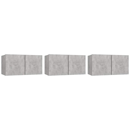 Mobili Porta TV Pensili 3pz Grigio Cemento 60x30x30 cm