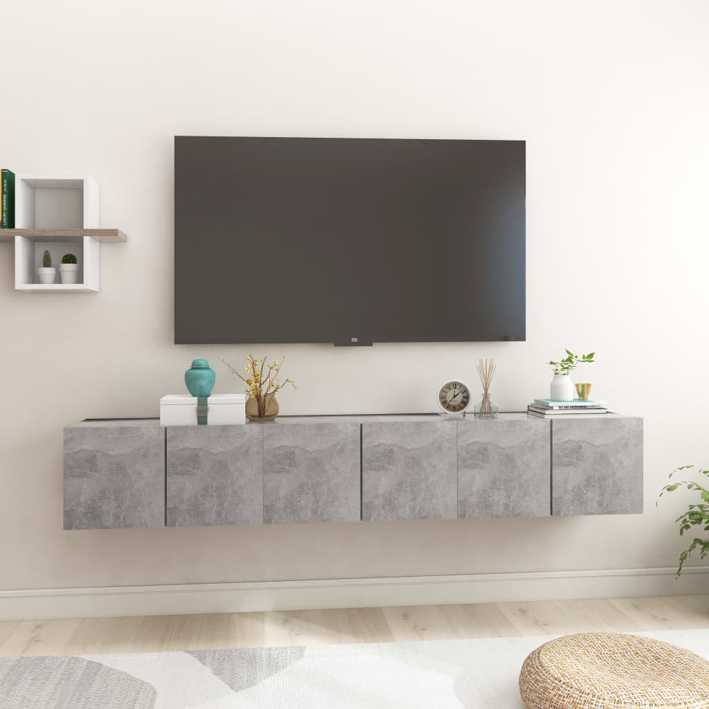 Mobili Porta TV Pensili 3pz Grigio Cemento 60x30x30 cm - homemem39