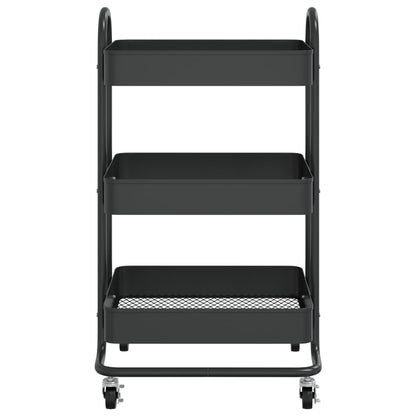 Carrello a 3 Livelli Nero 43x34x79 cm in Acciaio