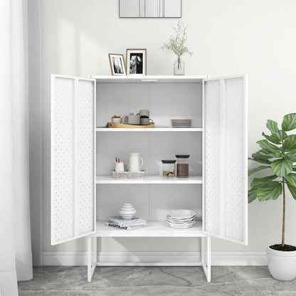 Credenza Alta Bianca 80x35x135 cm in Acciaio | homemem39