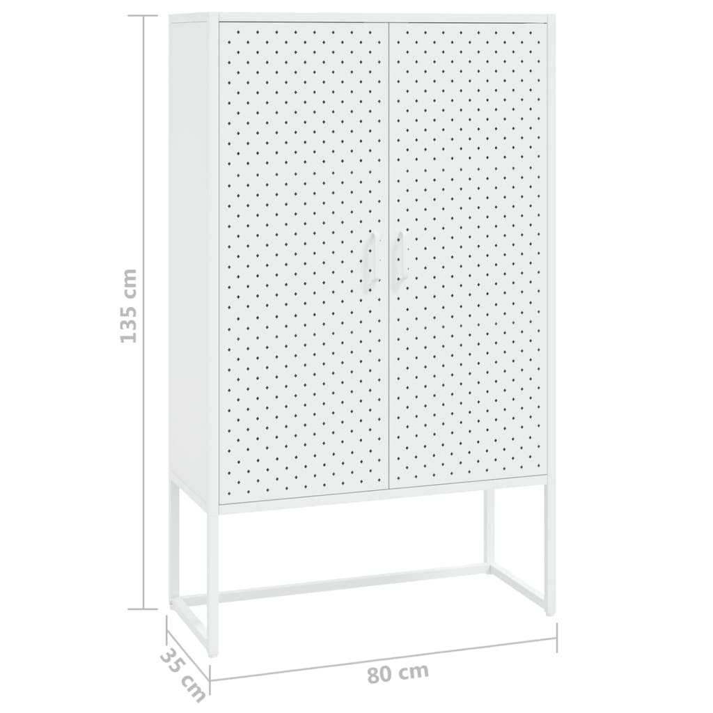 Credenza Alta Bianca 80x35x135 cm in Acciaio | homemem39