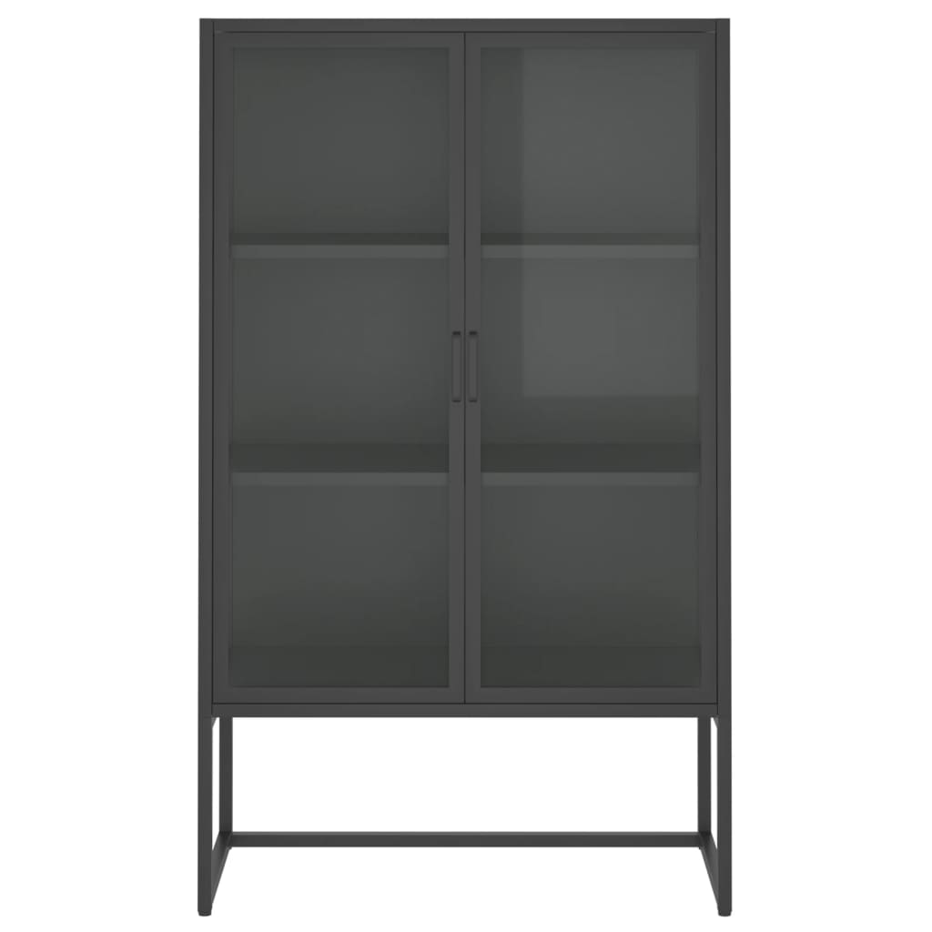 Credenza Alta Antracite 80x35x135 cm Acciaio e Vetro Temperato | homemem39