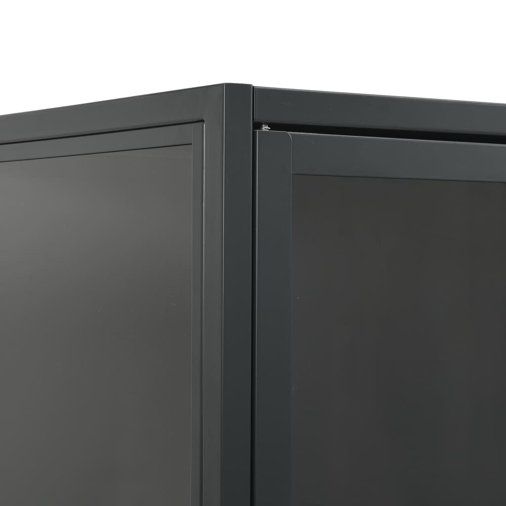Credenza Alta Antracite 80x35x135 cm Acciaio e Vetro Temperato | homemem39