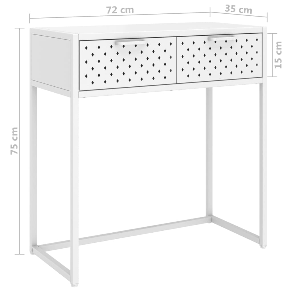 Tavolo Consolle Bianco 72x35x75 cm in Acciaio | homemem39