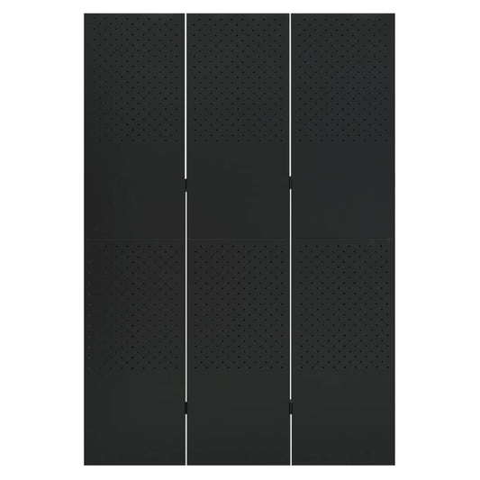 Paravento a 3 Pannelli Nero 120x180 cm in Acciaio | homemem39