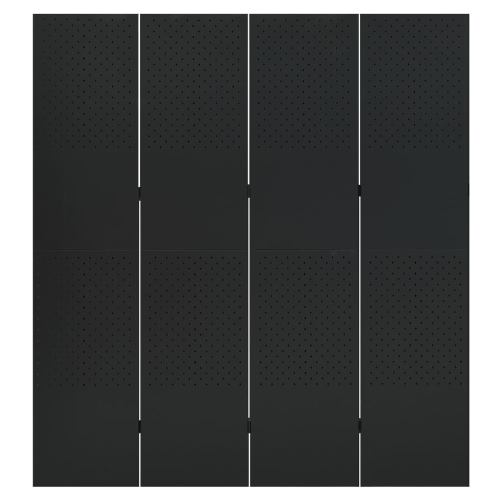 Paravento a 4 Pannelli Nero 160x180 cm in Acciaio | homemem39