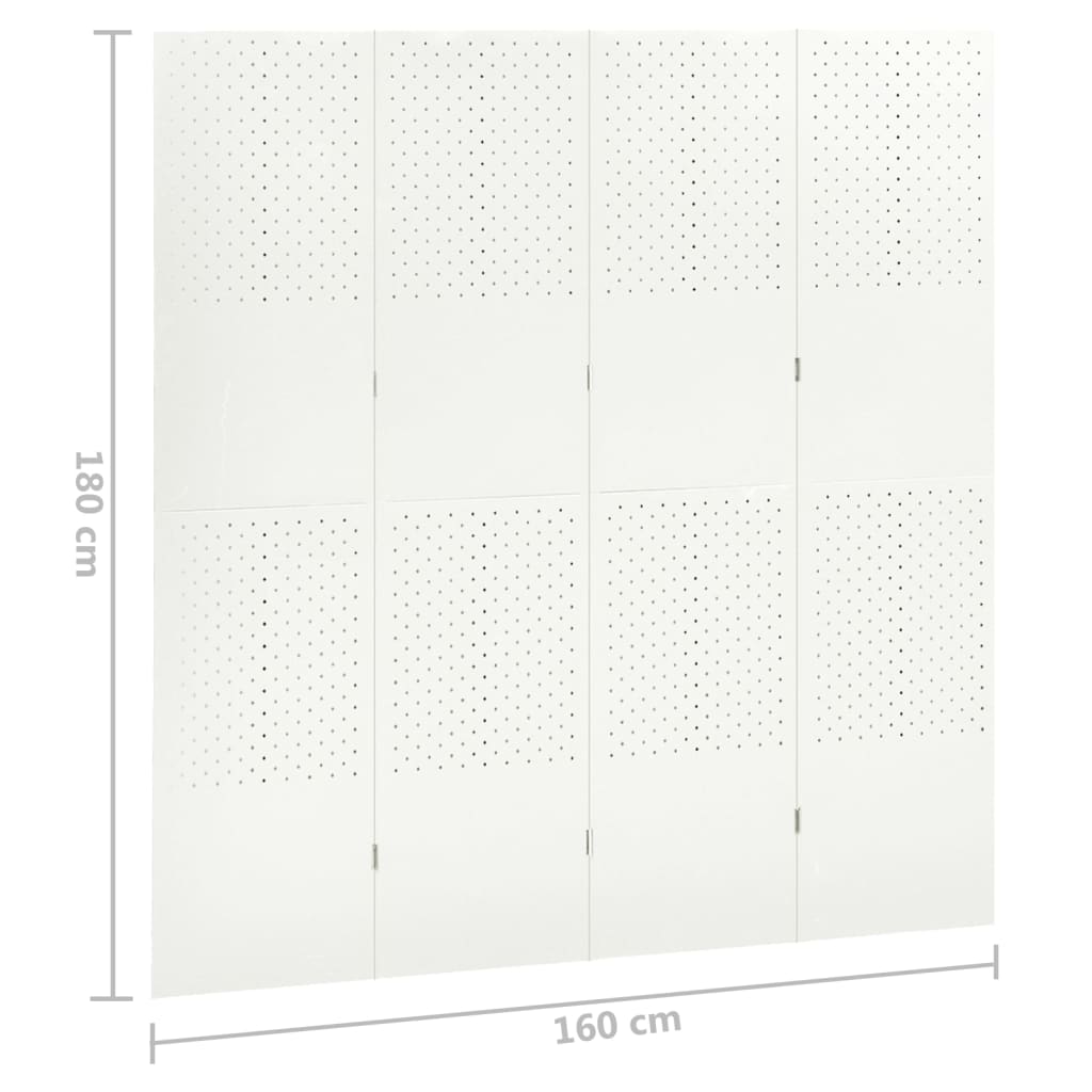 Paravento a 4 Pannelli Bianco 160x180 cm in Acciaio | homemem39