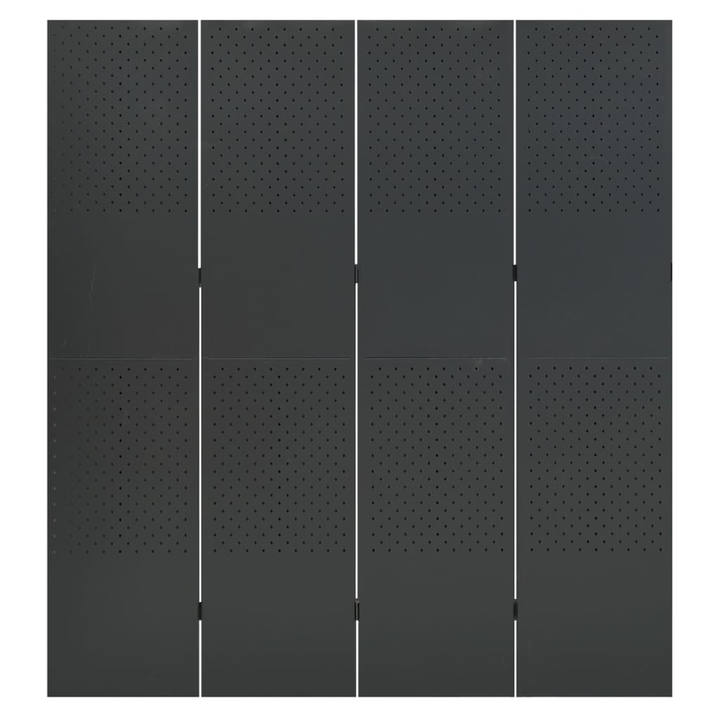 Paravento a 4 Pannelli Antracite 160x180 cm in Acciaio | homemem39