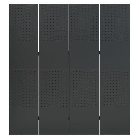 Paravento a 4 Pannelli Antracite 160x180 cm in Acciaio | homemem39