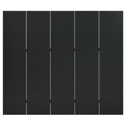 Paravento a 5 Pannelli Nero 200x180 cm in Acciaio | homemem39