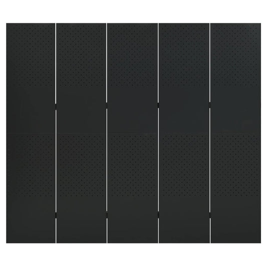 Paravento a 5 Pannelli Nero 200x180 cm in Acciaio | homemem39
