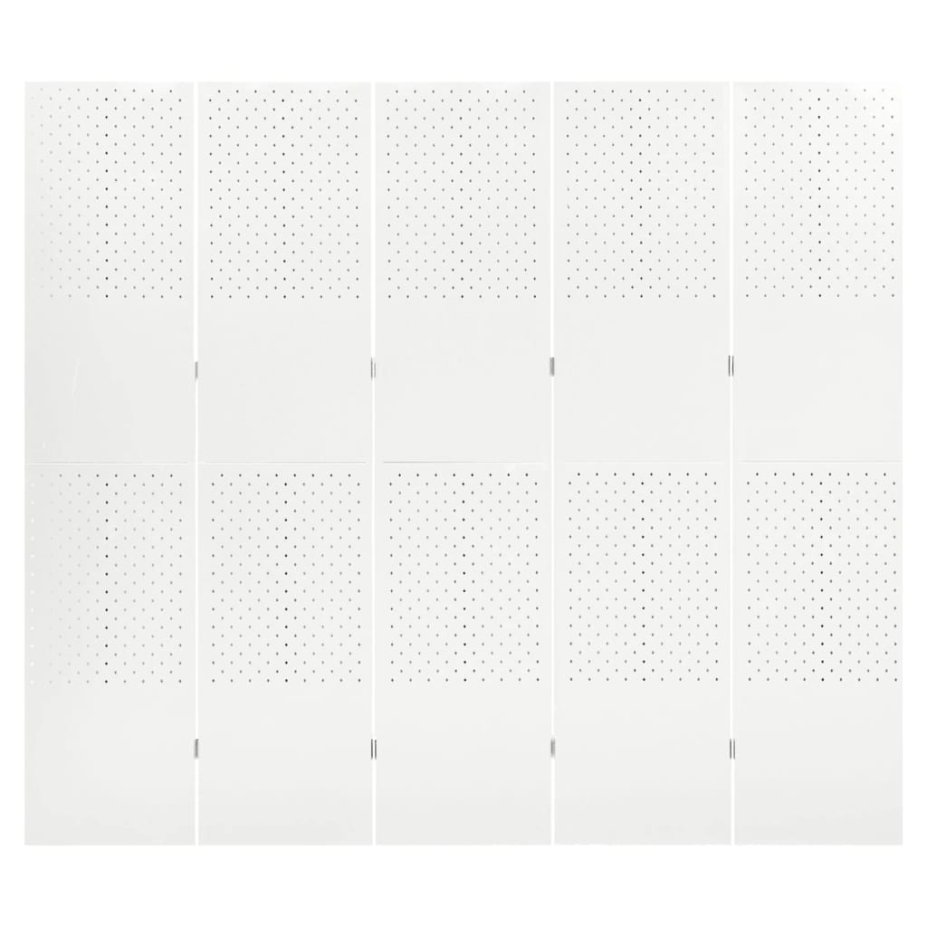 Paravento a 5 Pannelli Bianco 200x180 cm in Acciaio | homemem39