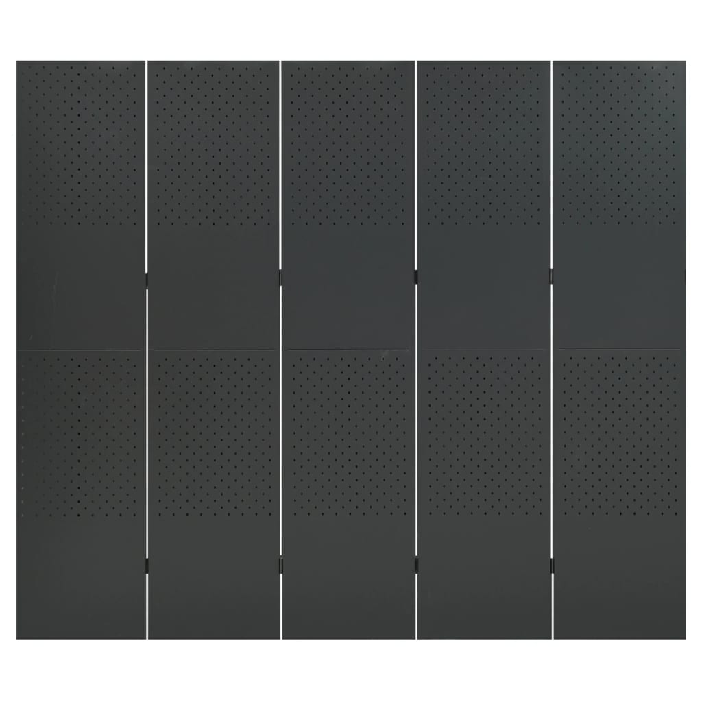Paravento a 5 Pannelli Antracite 200x180 cm in Acciaio | homemem39