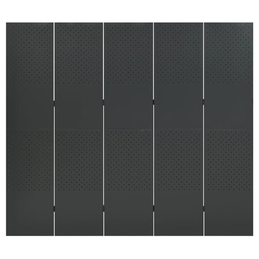 Paravento a 5 Pannelli Antracite 200x180 cm in Acciaio | homemem39