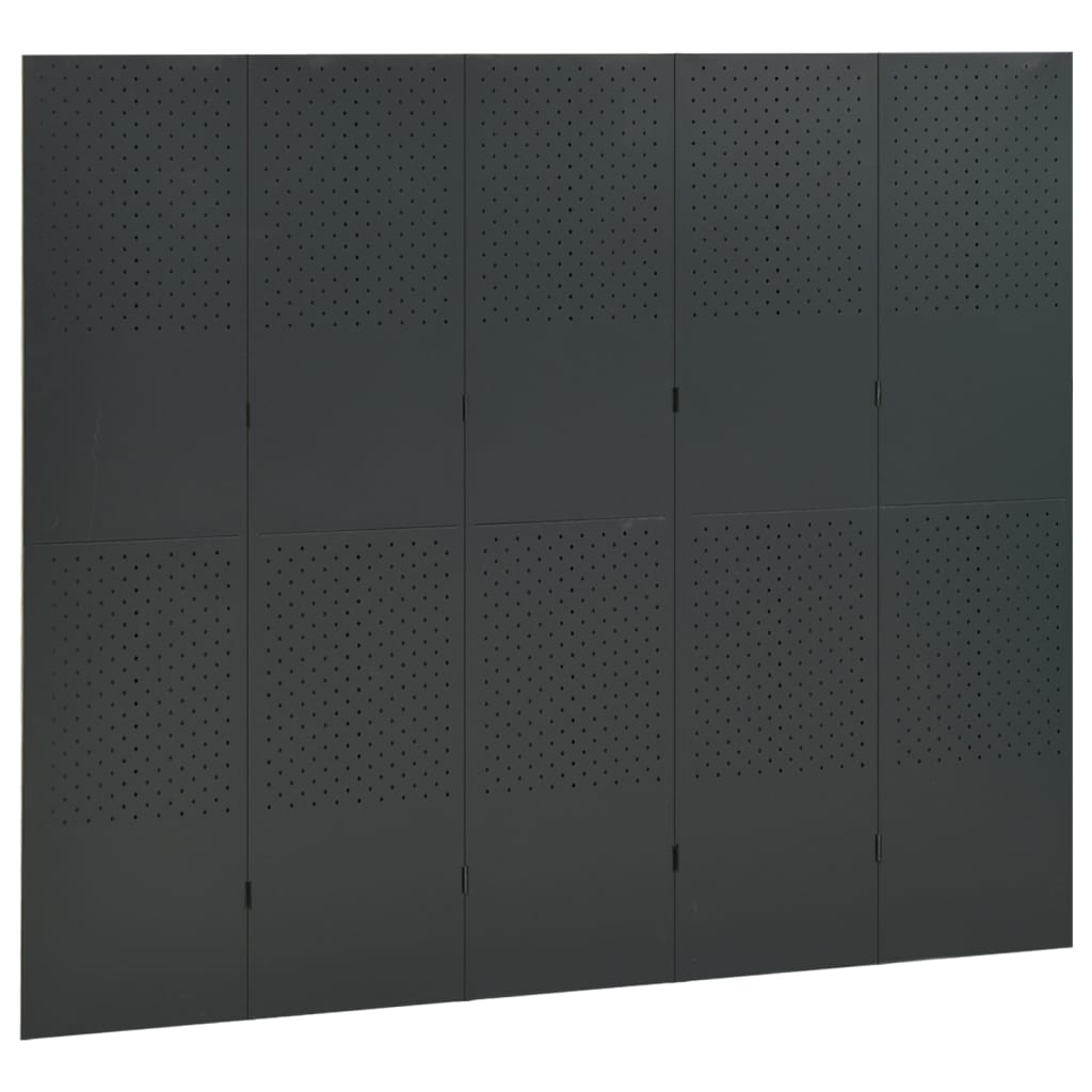 Paravento a 5 Pannelli Antracite 200x180 cm in Acciaio | homemem39