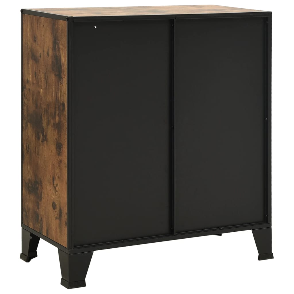 Armadietto Marrone Rustico 72x36x82 cm in Metallo e MDF | homemem39