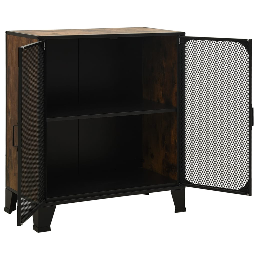 Armadietto Marrone Rustico 72x36x82 cm in Metallo e MDF | homemem39